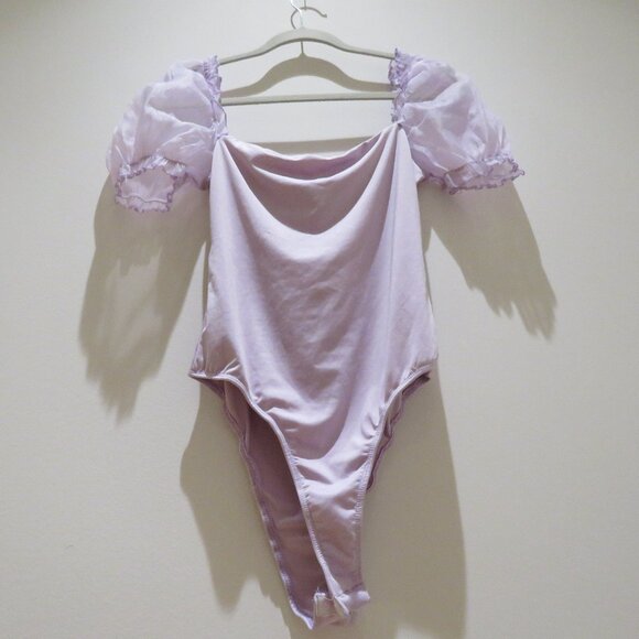 PRINCESS POLLY Girl In Love Bodysuit in Lilac Pastel Feminine Puff Sleeve Fairy - Picture 10 of 14